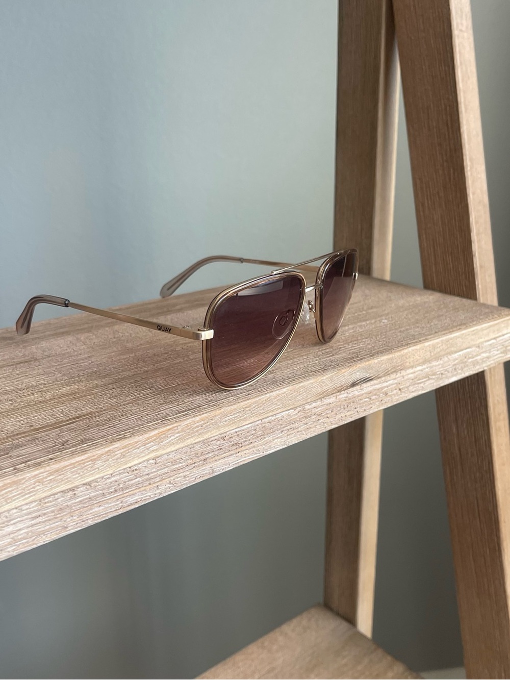 QUAY All In Medium Aviator Oversized Sunglasses Doe/Brown Fawn UV Protection Uni - Picture 2 of 10